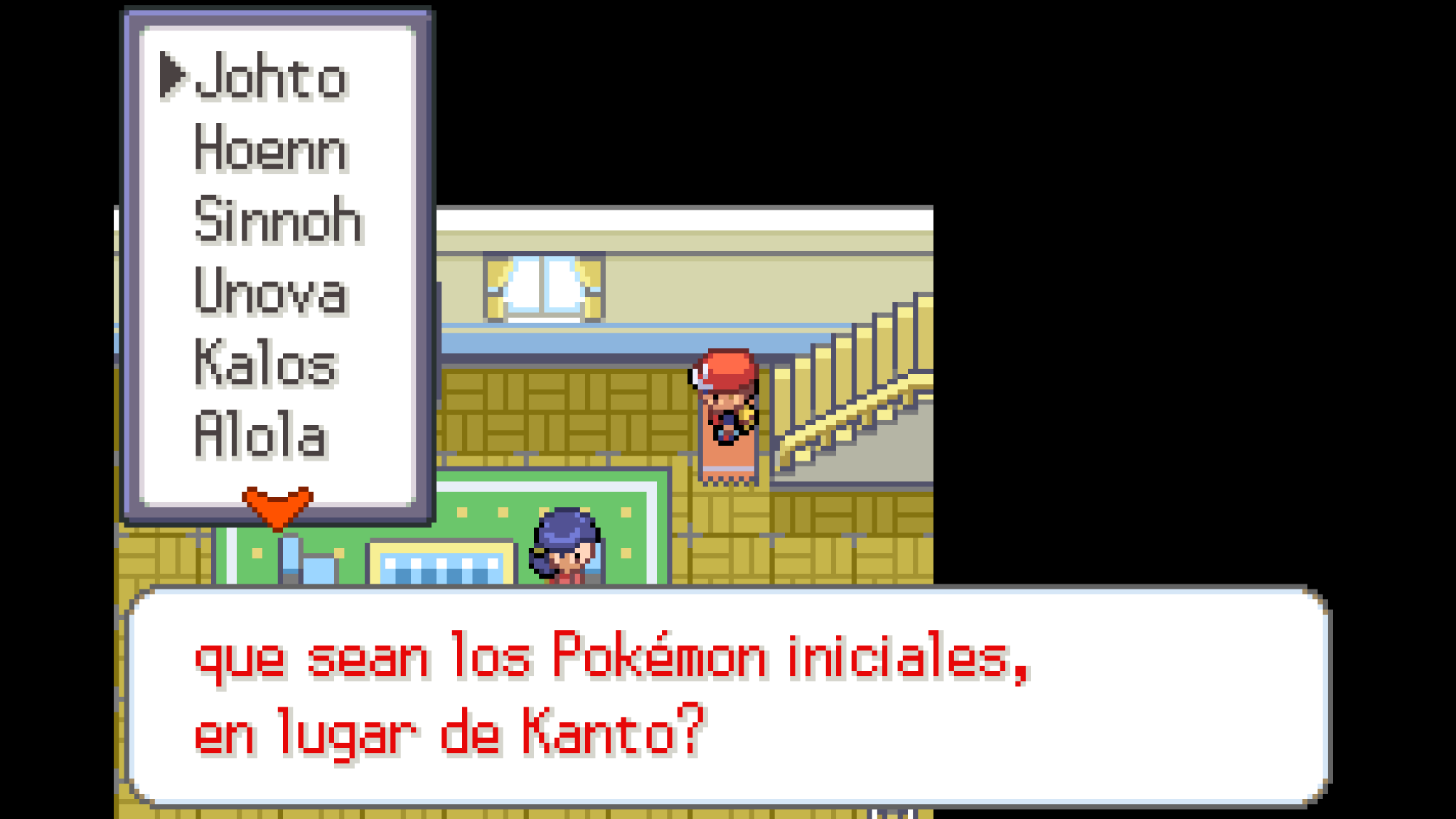 Selector de región de los Pokémon iniciales
